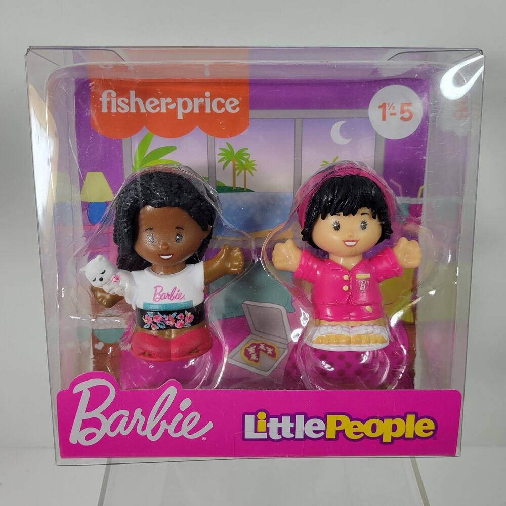 Barbie Fisher-Price Little People 2022 Sleepover Figure 2 Pack Doll Cat Figure